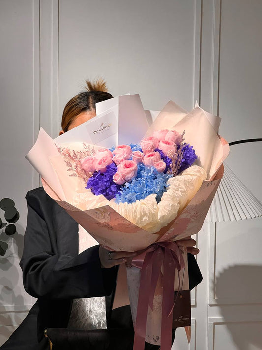 Snow Peony Blooms | Preserved Peony and Roses | Luxurious