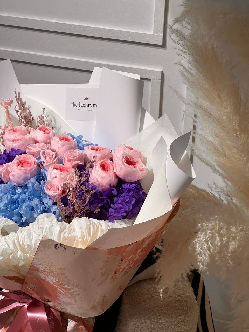 Snow Peony Blooms | Preserved Peony and Roses | Luxurious