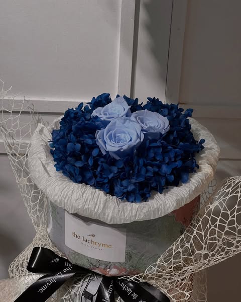 Gyros in Blue | Preserved Roses | Round Blooms in Petite