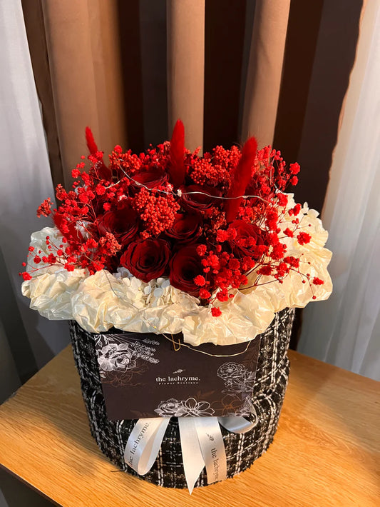 Million Roses with Preserved Fillers | 12 Premium Roses | Round Blooms